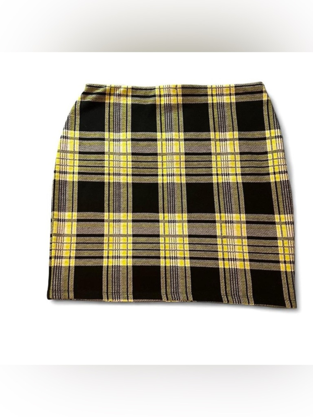 New Look Black and Yellow Plaid Mini Skirt